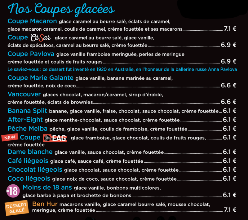 Glaces et desserts pizzeria langueux