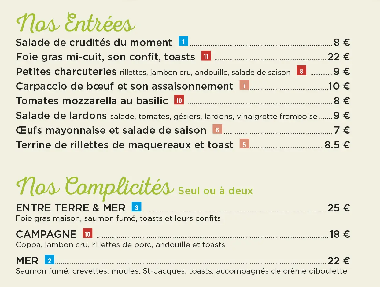 les entrées du restaurant césar à Langueux